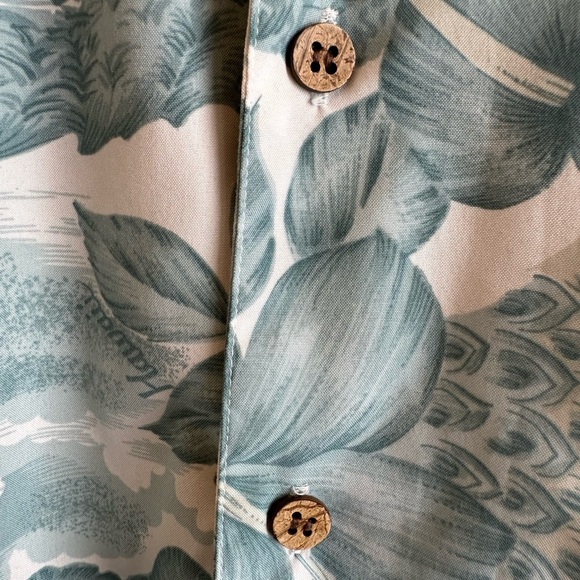 Trader Bay Washable Mens XL Green/White Floral Button Short Sleeve Hawaii Shirt - Picture 8 of 12